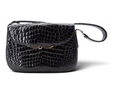 sac à bandoulière en cuir gaufré imitation crocodile noir