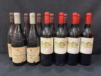 six bouteilles de vin sont alignées sur une table