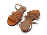 sandales en cuir marron pour femme, avec des lanières tressées et un bout ouvert