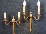 pair of antique brass wall sconces with candle holders