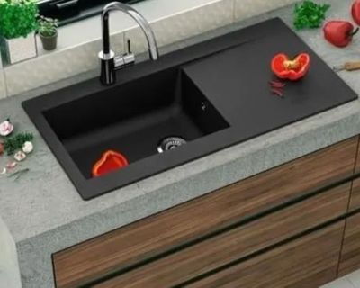 Evier à encastrer en résine 1000 x 500 mm 1 grande cuve - No…