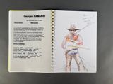a book with a drawing of a man in a cowboy outfit