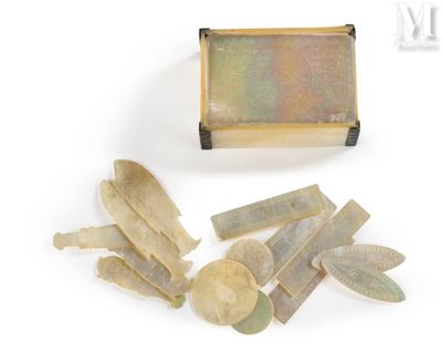 a wooden box with a bunch of pieces of food in it