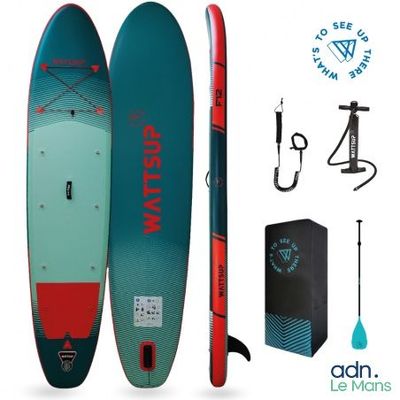 une image représentant une planche de surf avec une pagaie, un paddleboard et d'autres accessoires