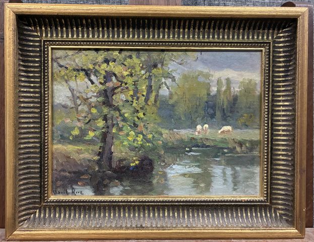 Paul RUE (1866-1954) « Troupeau à Mezières en Brenne ». Huile sur...