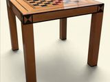 une table en bois sur laquelle est posé un échiquier
