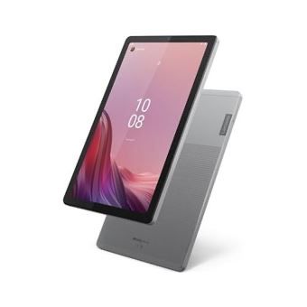 la tablette est posée sur un support, sur une surface blanche