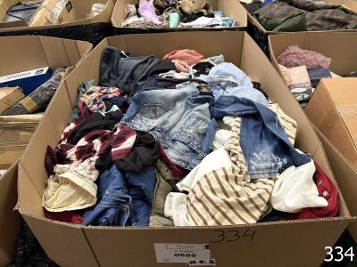 many boxes of clothes that are sitting on the floor
