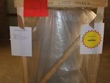 a wooden crate with a plastic bag on top of it