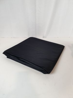 a close up of a black blanket on a white background