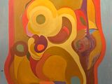 an image of a painting on a wall with a picture of a bear
