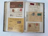 an open book with a bunch of stamps on it
