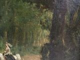 a painting of a man riding a horse with a woman on it