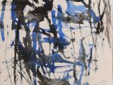 a painting of a man with blue paint on it