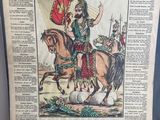 an old newspaper with a picture of a man on a horse