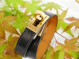 black leather bracelet with gold clasp and gold clasp