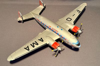 a toy airplane that is sitting on a table