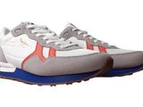 nike air max sneakers in white and grey with orange accents