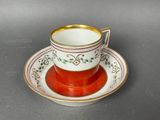 a cup and saucer on a saucer on a table