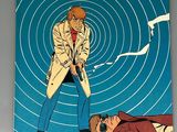 la couverture du livre *Le Scandale*, sur laquelle figurent un homme en trench-coat et un homme en