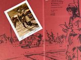 a red book with a picture of a man and a woman on it