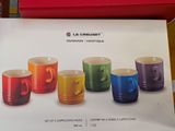 a box of coffee mugs on display in a store