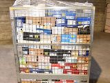 a cart with a lot of boxes on it in a warehouse