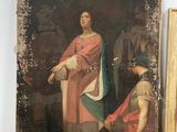 painting of a woman in a pink dress and a painting of a man in a red robe