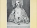 a black and white drawing of jesus holding a wine glass