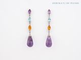 une paire de boucles d'oreilles en améthorate, citrine et citrine