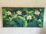 a painting on the wall of a room with a couch