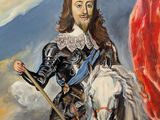 a painting of a man riding a horse with a sword
