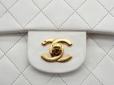 chanel white quilted lambskin flap bag with gold cc logo