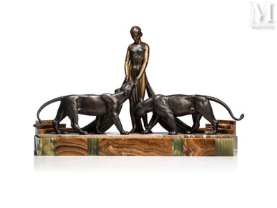 Alexandre OULINE (1918-1940) "Femme drapée et ses deux félin…