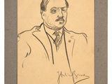 an old drawing of a man in a suit and tie