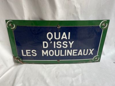 Panneau de rue français en émail, Quai Dissy, Les Moulineaux
