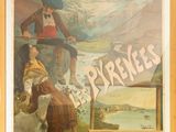 une photo d'une affiche représentant un homme et une femme avec des moutons