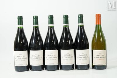 six bouteilles de vin sont alignées sur une surface blanche