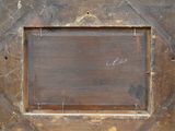 a picture of an old wooden door with a sign on it