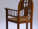 an image of a wooden chair with a wooden seat on a white background