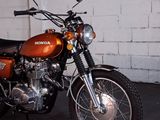a motorcycle that is parked in a garage