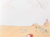 dessin représentant une scène de désert avec des chevaux et un homme à cheval, réalisé par un enfant