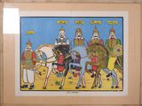 a picture of a picture of a group of people riding on horses
