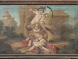 tableau représentant une femme et un enfant tenant une faux