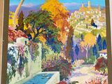 une image représentant un tableau représentant un jardin avec des fleurs et des arbres