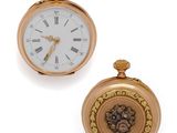 two gold pocket watches with roman numerals and roman numerals
