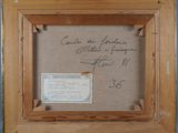 an old picture of a wooden frame with a certificate in it