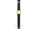 a watch that is sitting on a clear stand