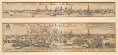 deux dessins représentant une vue d'une ville avec une rivière et un pont