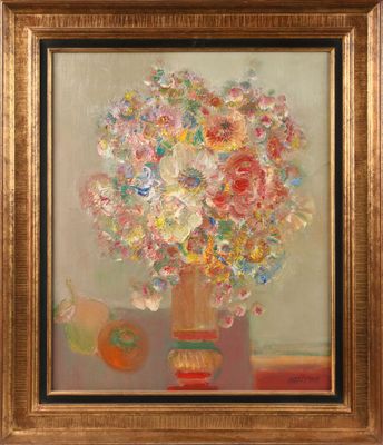 Blasco MANTOR (1919-2003) "Vase fleuri" Huile sur toile, sig… - Photo 1